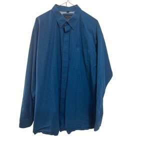 ARIAT PRO SERIES Mens Long Sleeve Plaid Button Up Shirt XL Tall Blue